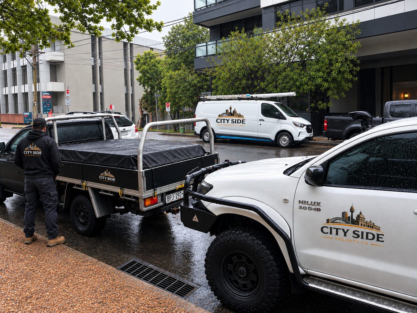 City Side branded work ute on site in Sydney