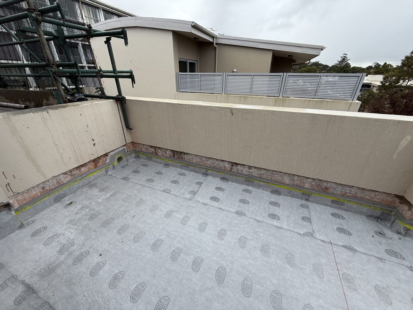 Rooftop terrace waterproofing membrane complete