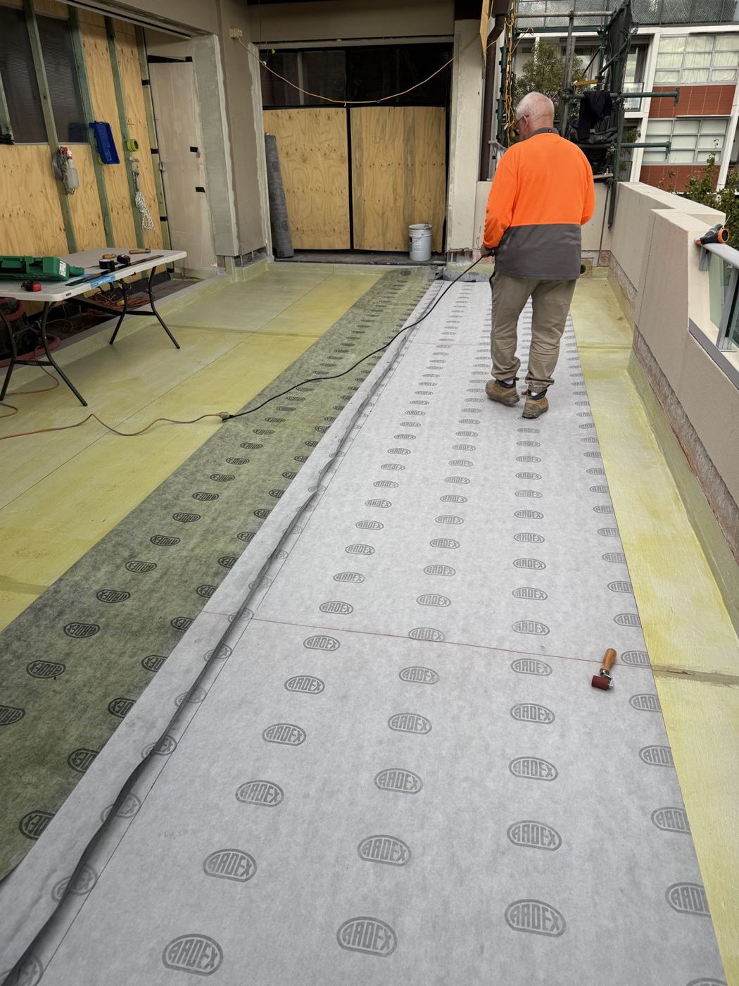 Balcony sheet membrane installation
