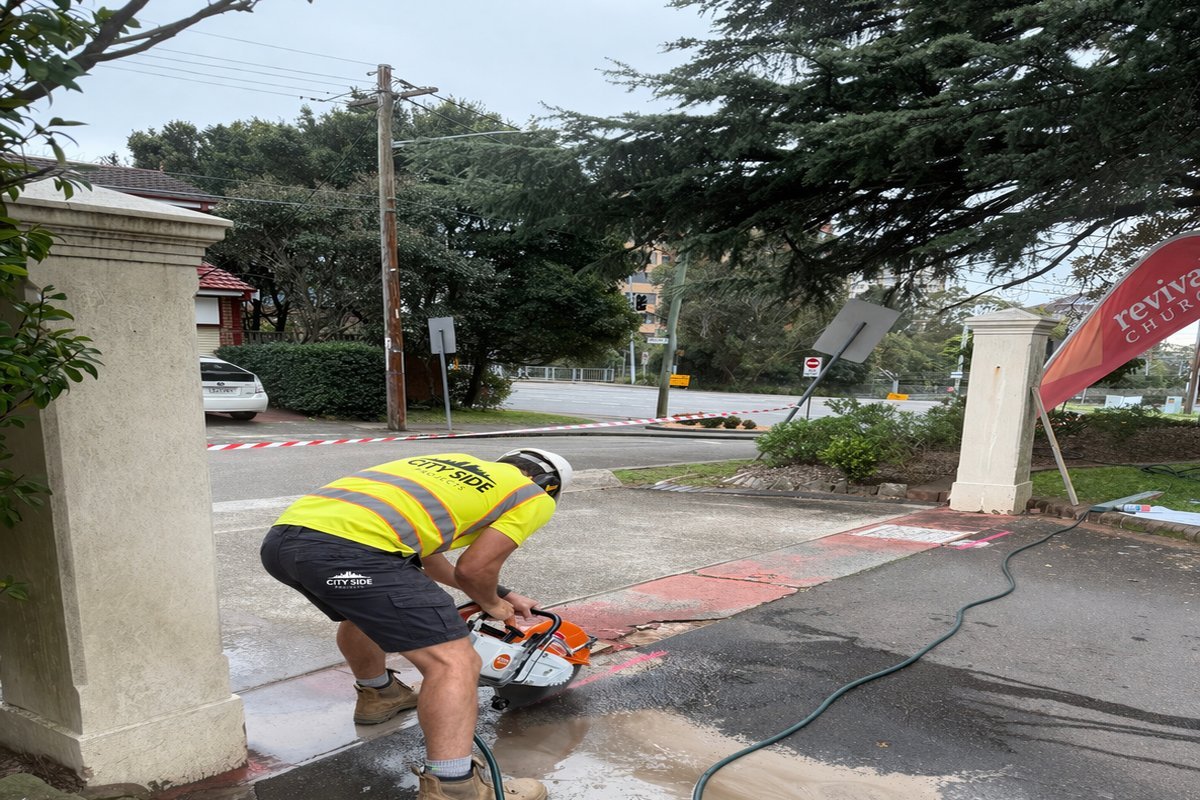 Concrete cutting church site works