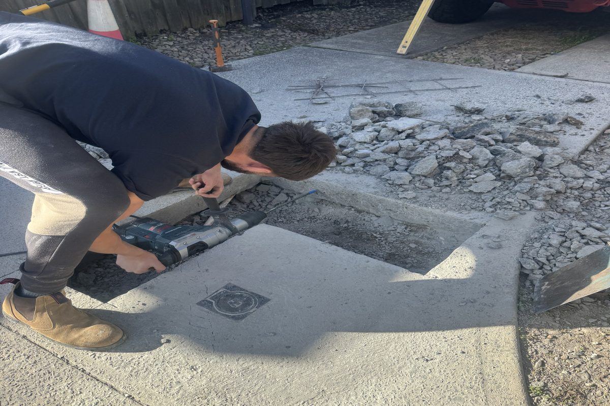 Concrete excavation for drainage pits