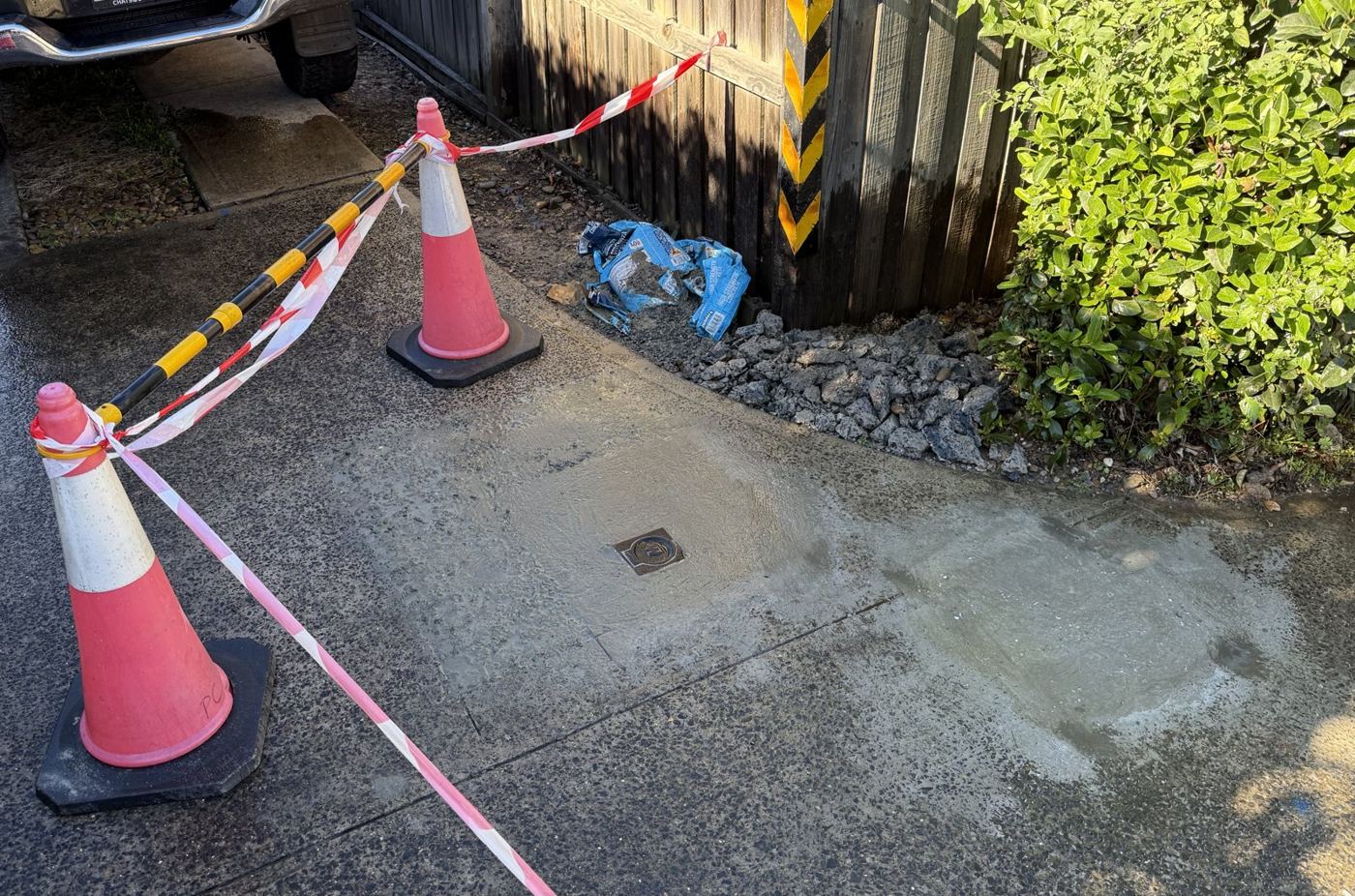 Concrete reinstated around drainage pit