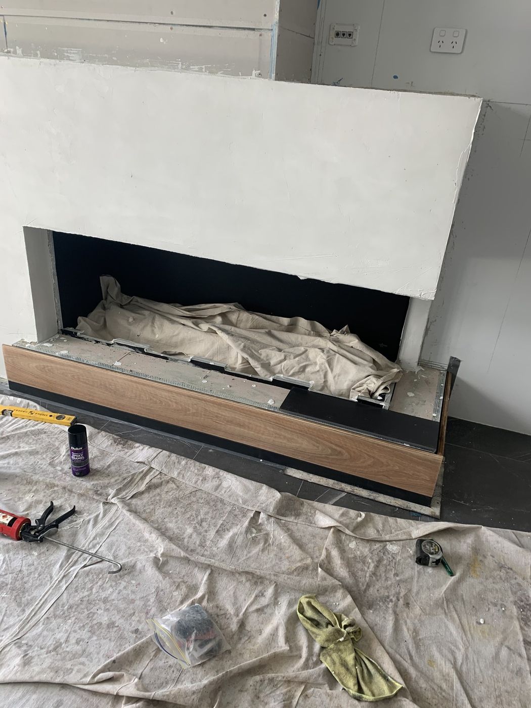 Stone fireplace surround installed Monterey