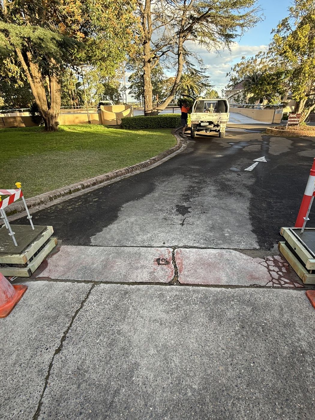 Completed gate pillars and driveway Revival Church