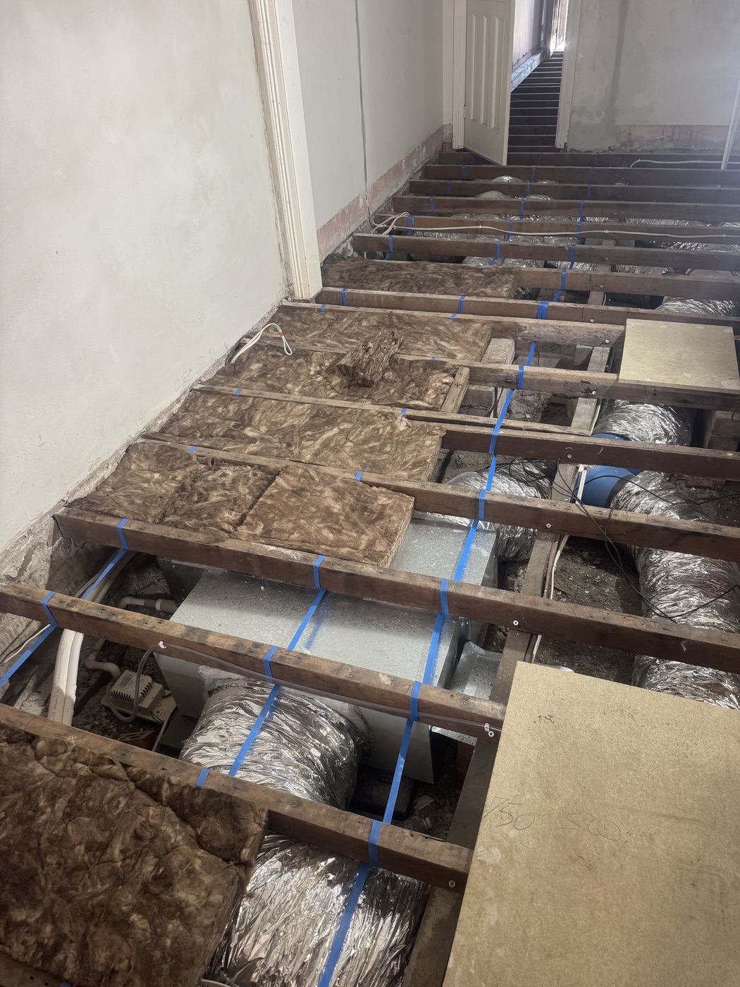 Subfloor exposed with joists