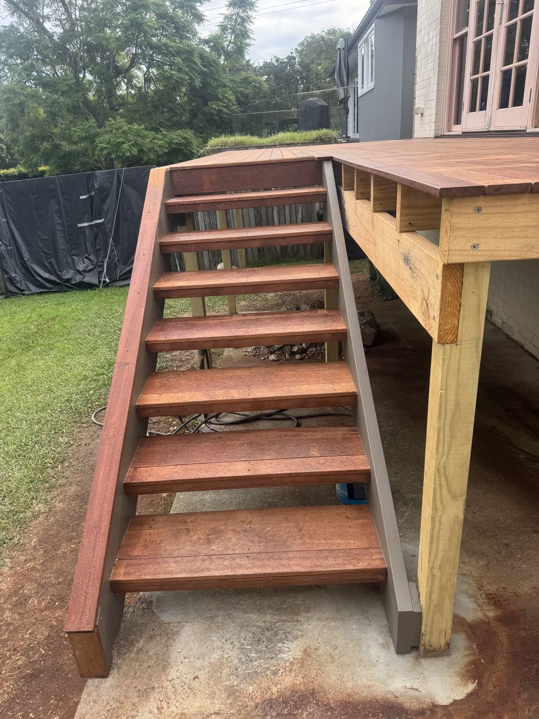 Hardwood staircase to deck Bexley
