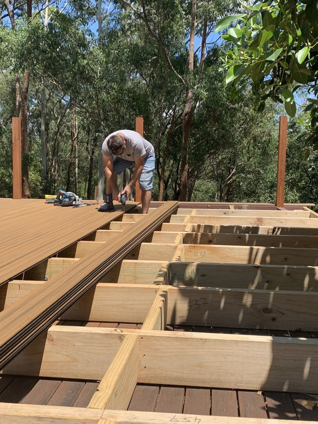 Laying hardwood decking boards Bexley