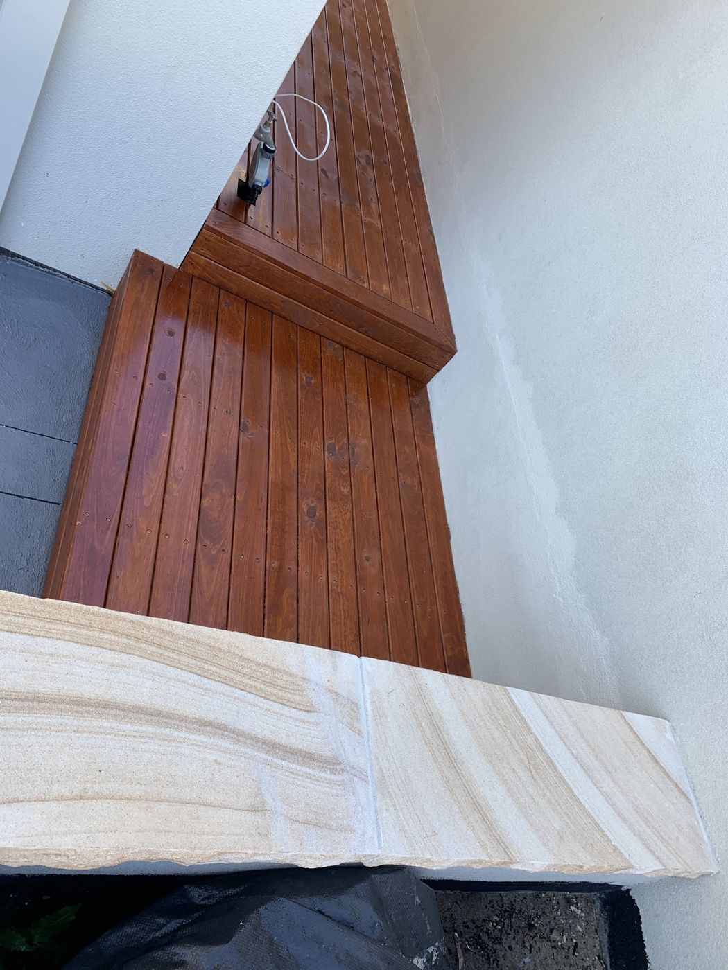 Sandstone and decking detail Northern Beaches