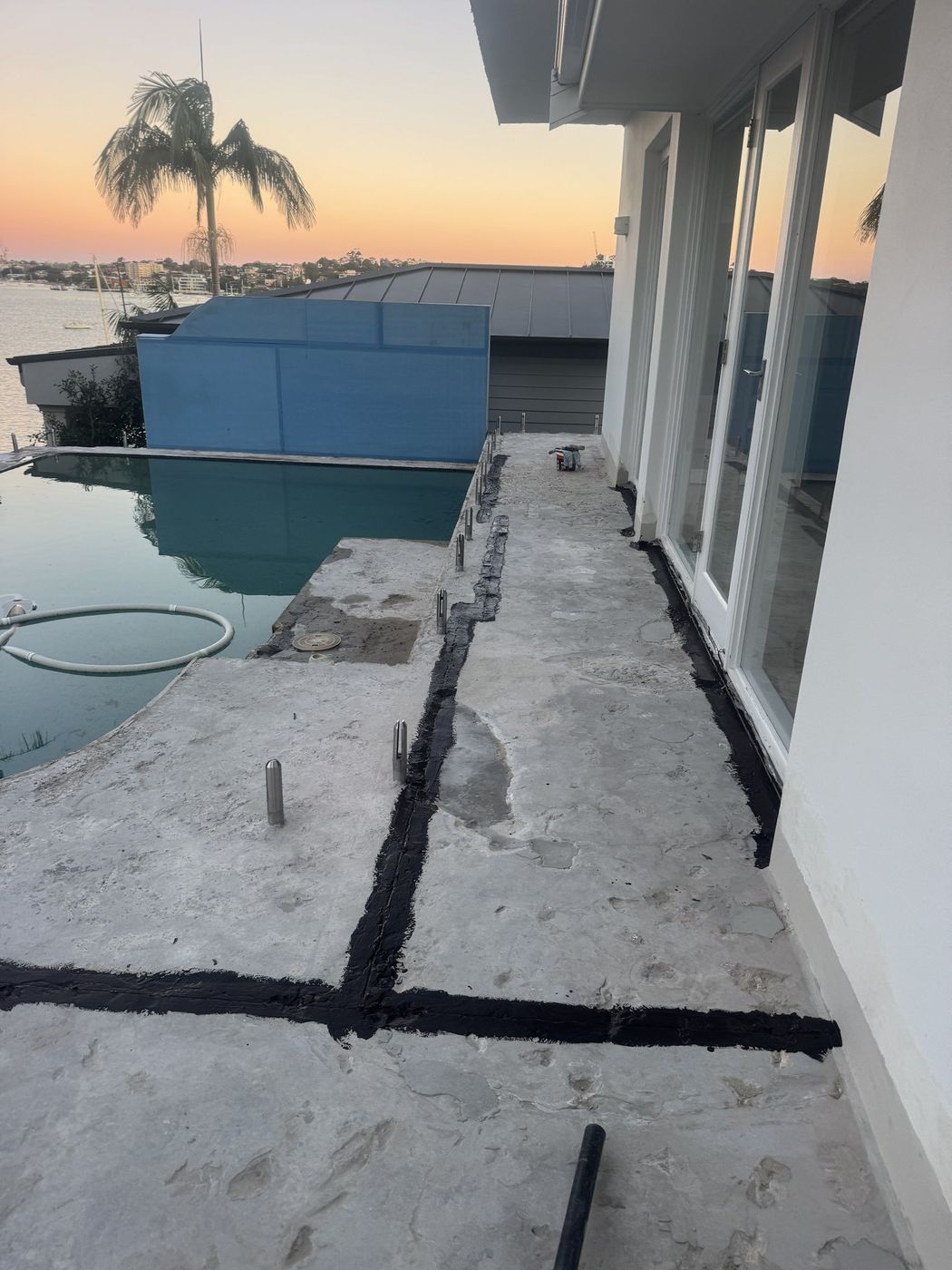 Slab joints sealed and waterproofed