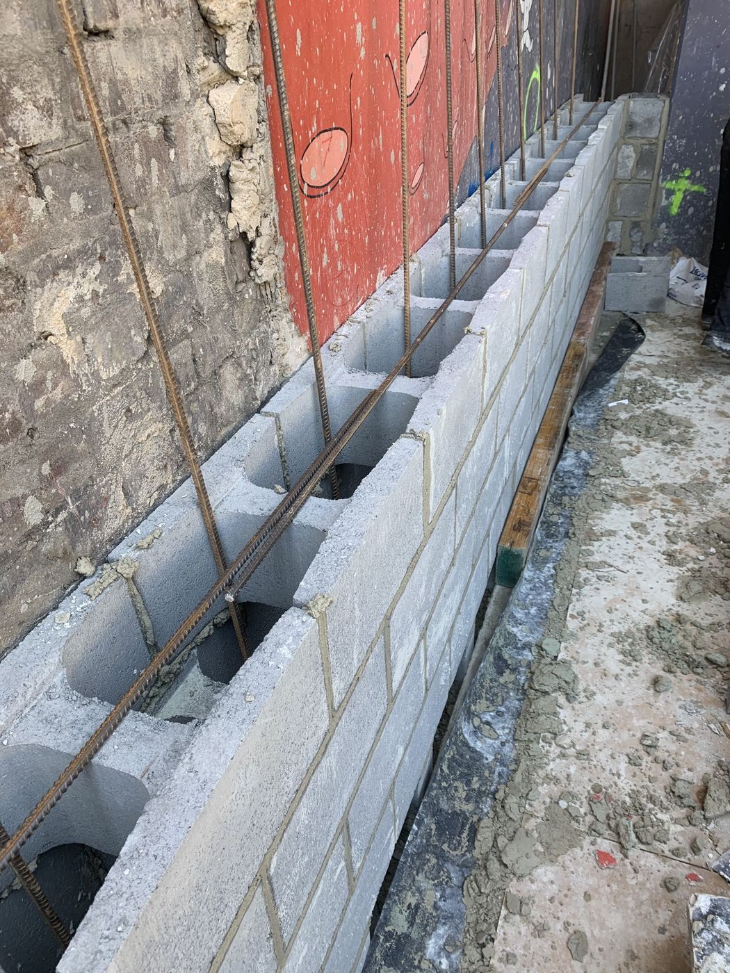 Reinforced block wall and drainage Darlinghurst