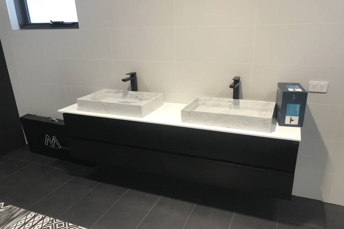 Double marble vanity bathroom